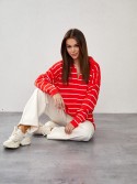 Oversized thin sweater with a collar, brick red 0583 - Online store - Boutique